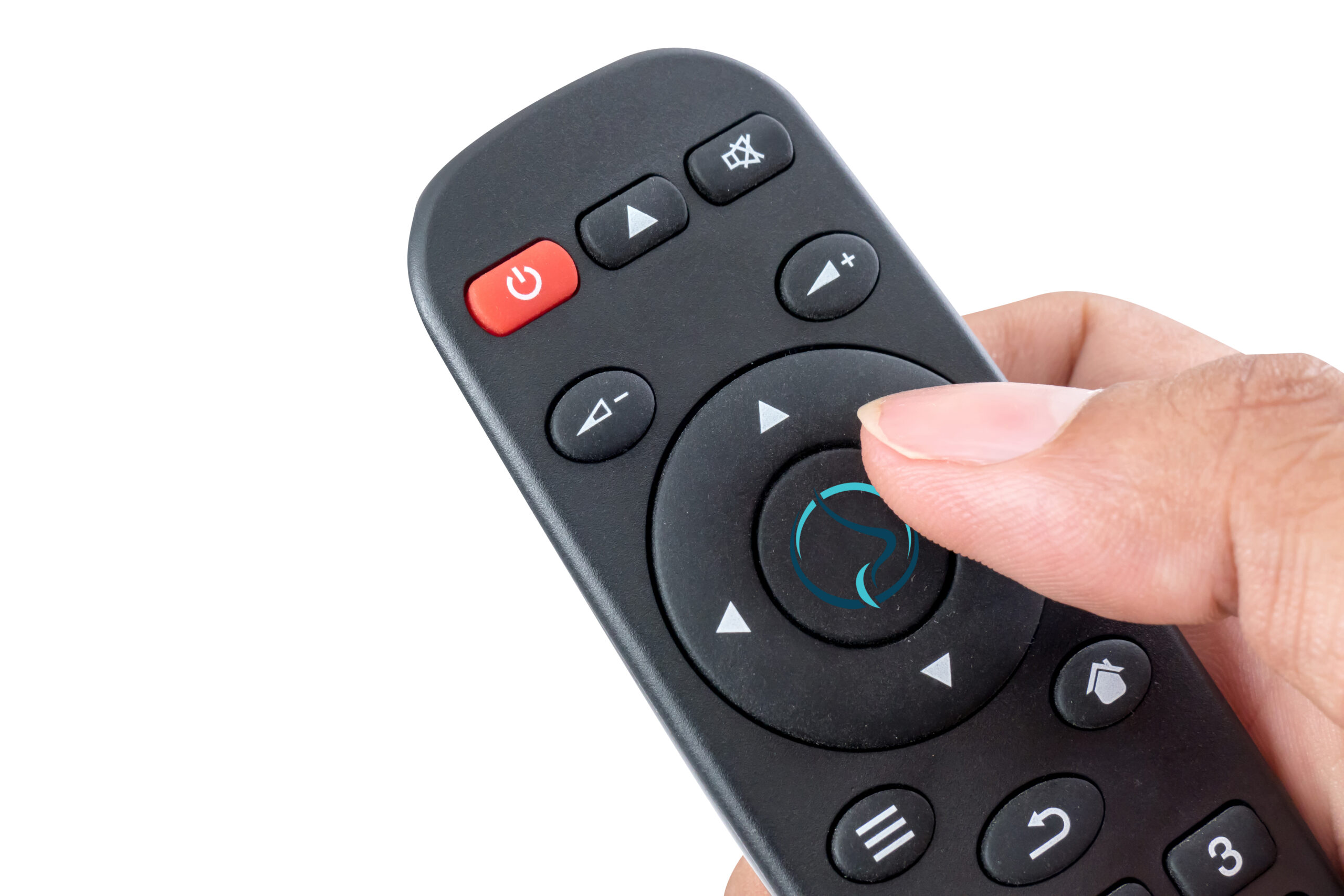 Remote control in hand over white background with clipping path Remote control in hand over white background with clipping path